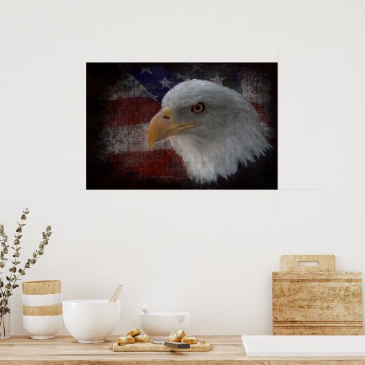 American Bald Eagle auf der Flagge Poster (Küche)