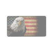 American Bald Eagle auf Grunge Flag Adressaufkleber (Vorne)