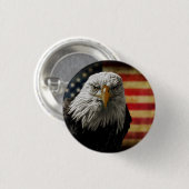 American Bald Eagle auf Grunge Flag Button (Vorne & Hinten)