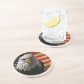 American Bald Eagle auf Grunge Flag Getränkeuntersetzer (Seite)