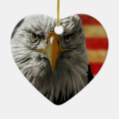 American Bald Eagle auf Grunge Flag Keramik Ornament (Hinten)