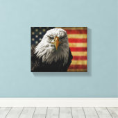 American Bald Eagle auf Grunge Flag Leinwanddruck (Insitu (Holzboden))