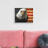 American Bald Eagle auf Grunge Flag Leinwanddruck (Insitu (Wohnzimmer))