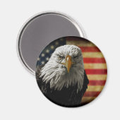 American Bald Eagle auf Grunge Flag Magnet (Vorderseite/Rückseite)