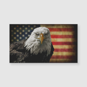 American Bald Eagle auf Grunge Flag Magnetkarte