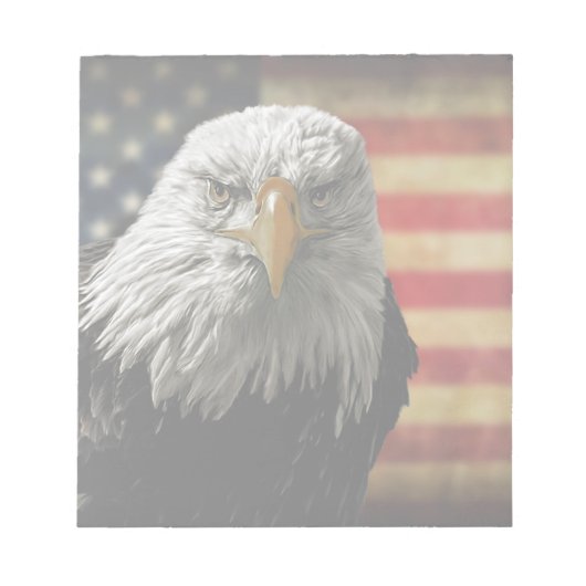 American Bald Eagle auf Grunge Flag Notizblock (Vorderseite)