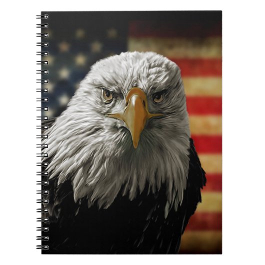 American Bald Eagle auf Grunge Flag Notizblock (Vorderseite)