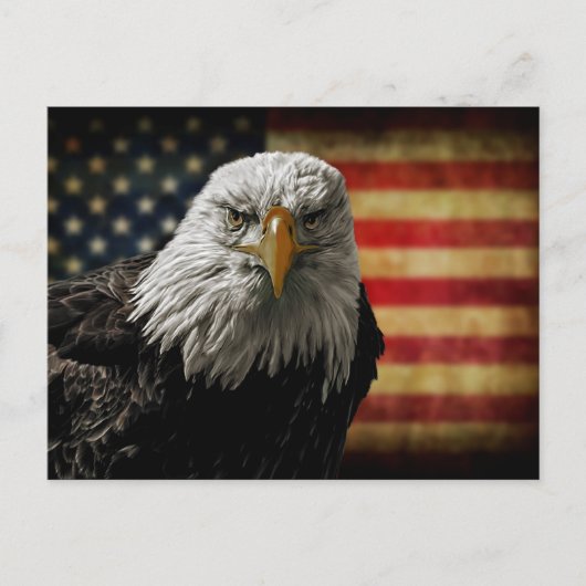 American Bald Eagle auf Grunge Flag Postkarte (Vorderseite)