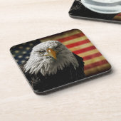 American Bald Eagle auf Grunge Flag Untersetzer (Linke Seite)