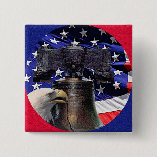 American Bald Eagle, Bell und Flag Button