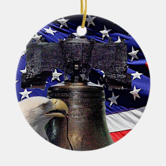 American Bald Eagle, Bell und Flag Keramikornament (Vorne)