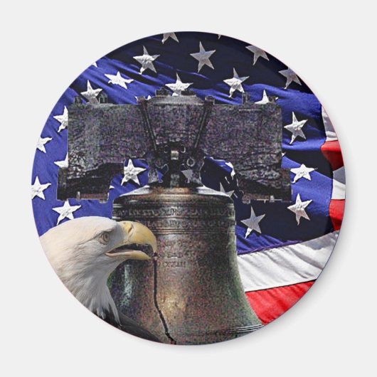 American Bald Eagle, Bell und Flag Magnet (Vorne)