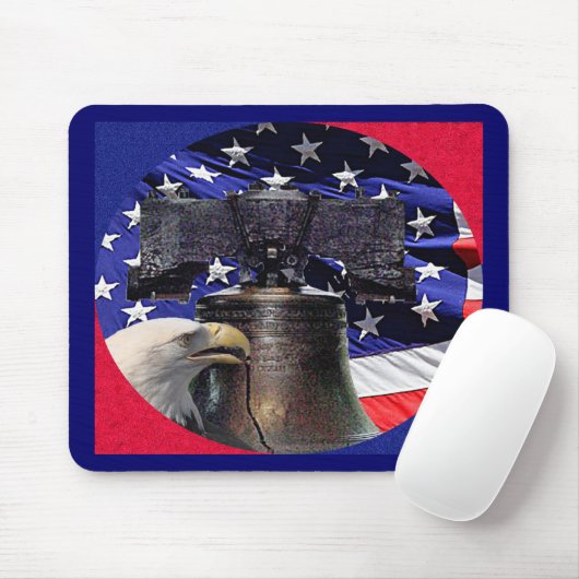 American Bald Eagle, Bell und Flag Mousepad (Mit Mouse)