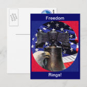 American Bald Eagle, Bell und Flag Postkarte (Vorne/Hinten)