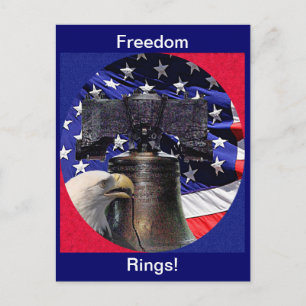 American Bald Eagle, Bell und Flag Postkarte