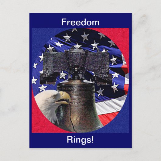American Bald Eagle, Bell und Flag Postkarte (Vorderseite)