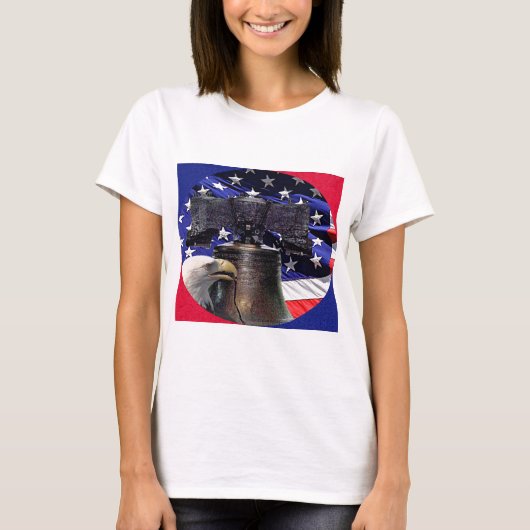 American Bald Eagle, Bell und Flag T-Shirt (Vorderseite)
