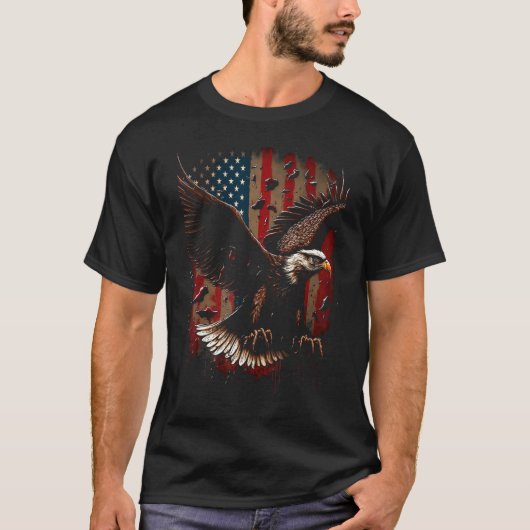 American Bald Eagle Eyes Flag Country 2 T-Shirt (Vorderseite)