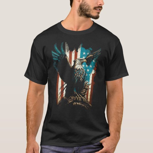 American Bald Eagle Eyes Flag Country 6 T-Shirt (Vorderseite)