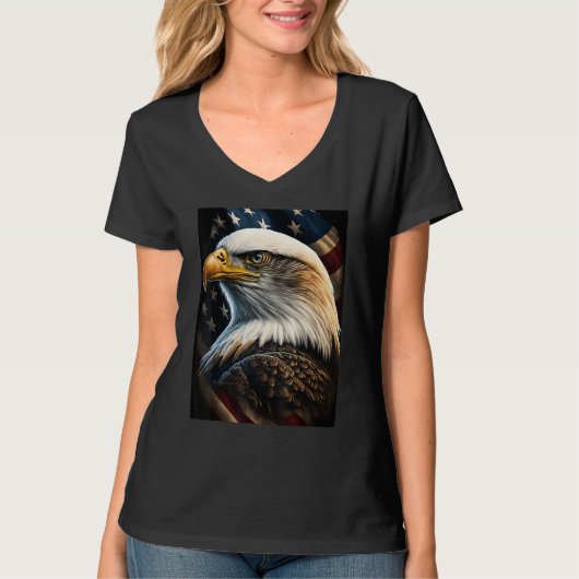 American Bald Eagle Eyes Flag Country T-Shirt (Vorderseite)