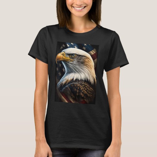 American Bald Eagle Eyes Flag Country T-Shirt (Vorderseite)