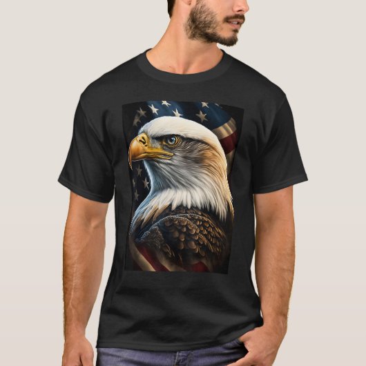 American Bald Eagle Eyes Flag Country T-Shirt (Vorderseite)