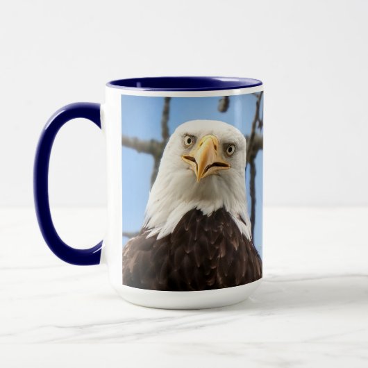 American Bald Eagle Face Wildlife Funny Blue Tasse (Links)