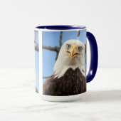 American Bald Eagle Face Wildlife Funny Blue Tasse (VorderseiteRechts)