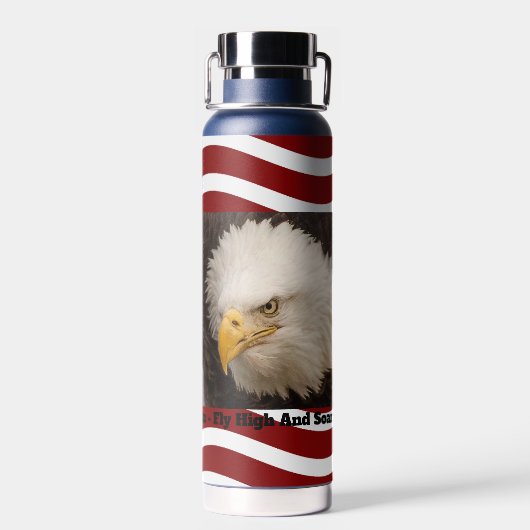 American Bald Eagle Flag Männer heiß oder kalt Trinkflasche (Rückseite)