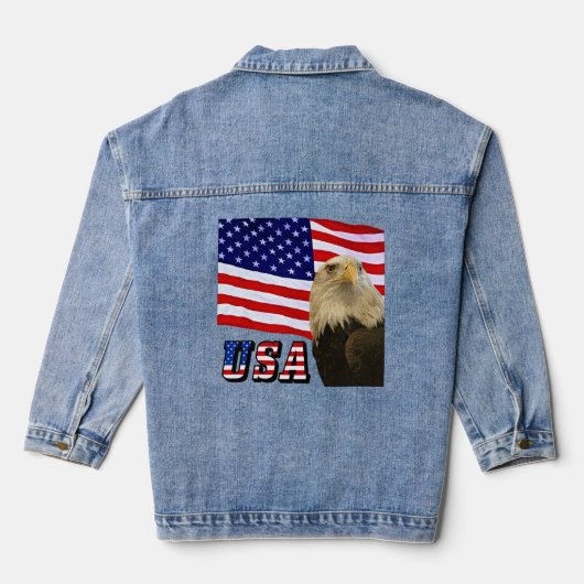 American Bald Eagle, Flag, USA Flag Frauen Jeansjacke (Rückseite)