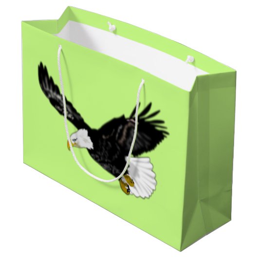 American Bald Eagle Flying Gift Bag - Ihre Farben Große Geschenktüte (Rückseite Schrägansicht)