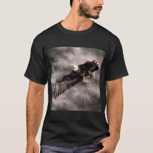 American Bald Eagle Flying in Sturmwolken Zeichne T-Shirt