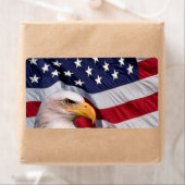 American Bald Eagle mit Flag Background Label (Insitu)
