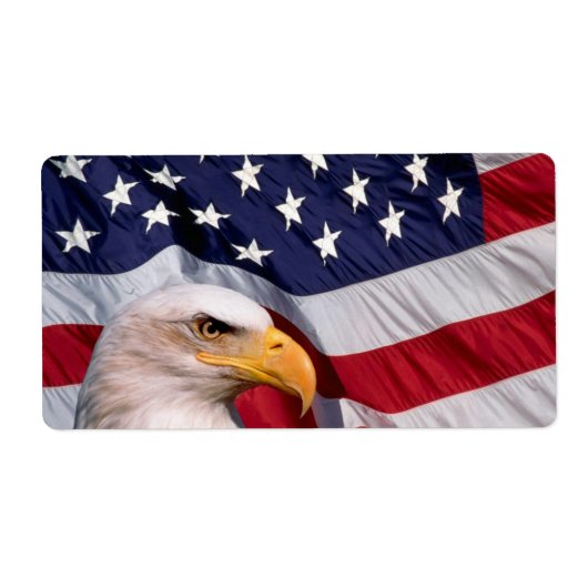 American Bald Eagle mit Flag Background Label (Vorne)