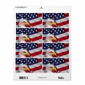 American Bald Eagle mit Flag Background Label (Vorne)