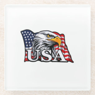 American Bald Eagle mit USA Flag - Patriotic USA Glasuntersetzer