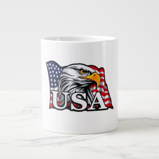 American Bald Eagle mit USA Flag - Patriotic USA Jumbo-Tasse (Vorderseite)