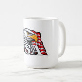 American Bald Eagle mit USA Flag - Patriotic USA Kaffeetasse (VorderseiteRechts)