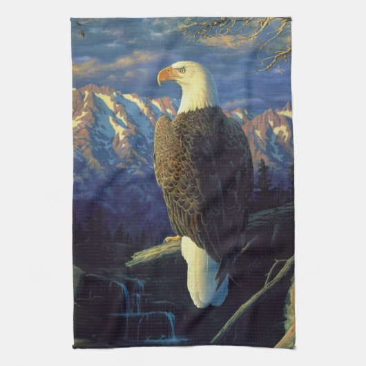 American Bald Eagle Mountain Sunrise Geschirrtuch (Vertikal)