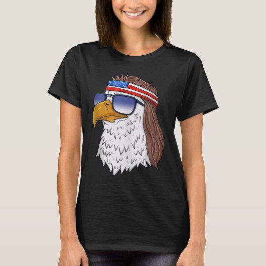 American Bald Eagle Mullet 4. Juli Funny USA P T-Shirt (Vorderseite)