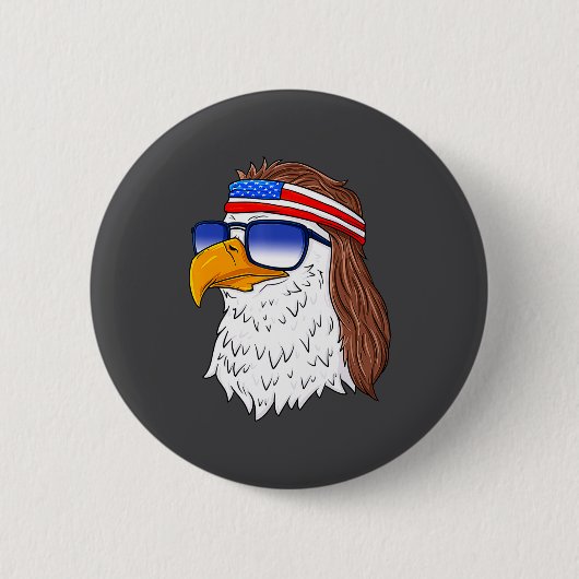 American Bald Eagle Mullet 4th Of July Funny Usa Button (Vorderseite)
