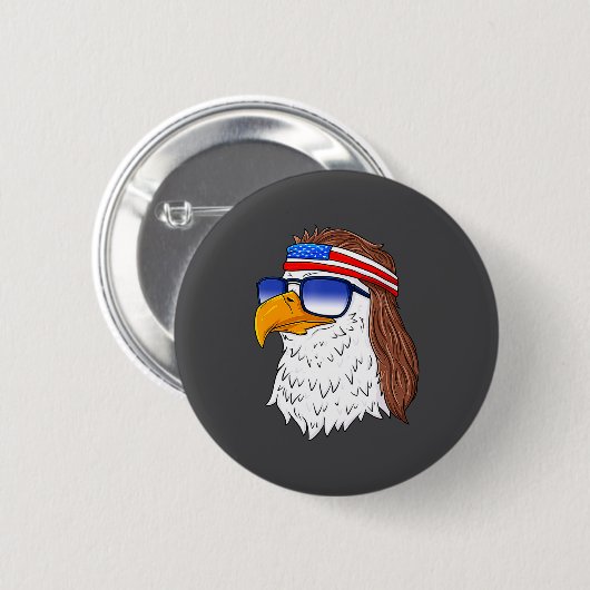 American Bald Eagle Mullet 4th Of July Funny Usa  Button (Vorne & Hinten)