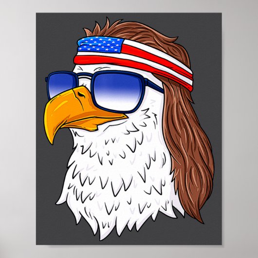 American Bald Eagle Mullet 4th Of July Funny Usa  Poster (Vorne)