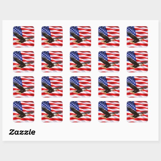 American Bald Eagle Patriotic Square Sticker (Blatt)