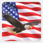 American Bald Eagle Patriotic Square Sticker (Vorderseite)