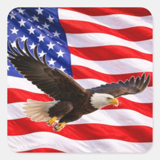 American Bald Eagle Patriotic Square Sticker (Vorderseite)