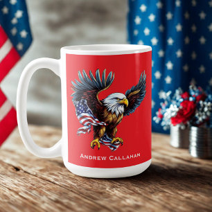 American Bald Eagle Patriotic USA Flag 4. Juli Kaffeetasse