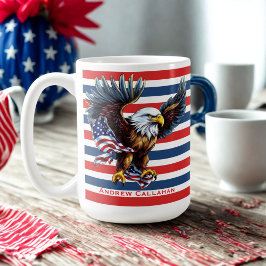American Bald Eagle Patriotic USA Flag 4. Juli Kaffeetasse