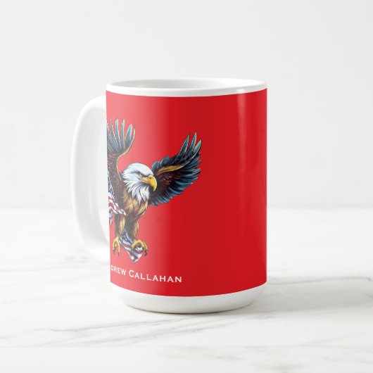 American Bald Eagle Patriotic USA Flag 4. Juli Kaffeetasse (Vorderseite Links)