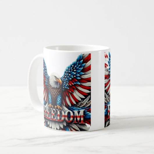 American Bald Eagle Patriotic USA Flaggenfreiheit Kaffeetasse (Vorderseite Links)